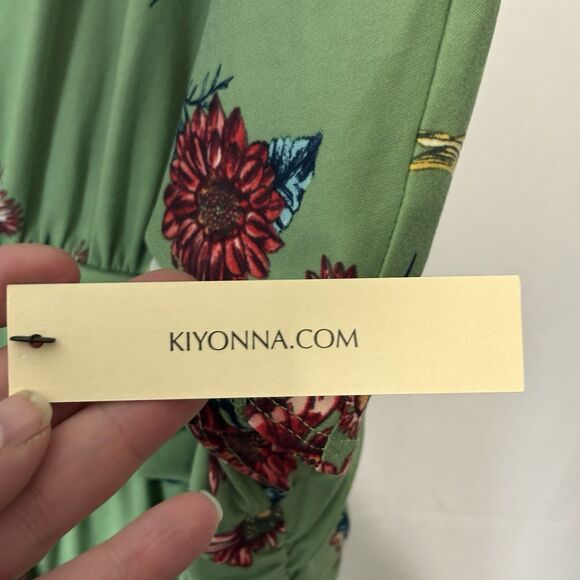 NWT Kiyonna Dress 4X Vienna Maxi Green Floral Slits Stretch Soft Boho Flowy - Picture 7 of 11